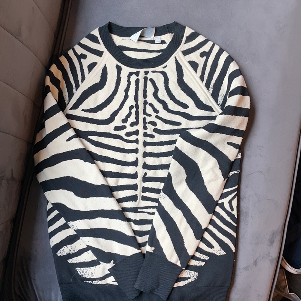 A.L.C. Rizzou Zebra Print Heavy Knit Sweater Small